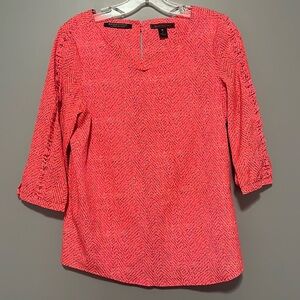 Scotch & soda top neon pink print with sleeve ruffle with beads sz 1
